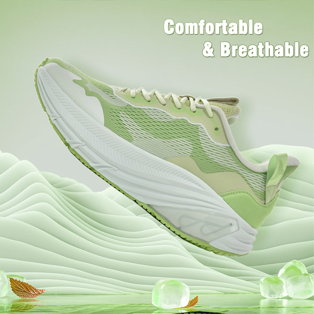 Breathable Lightweight Running Sneakers, Men & Women's Shock Absorbing Athletic Shoe, Green