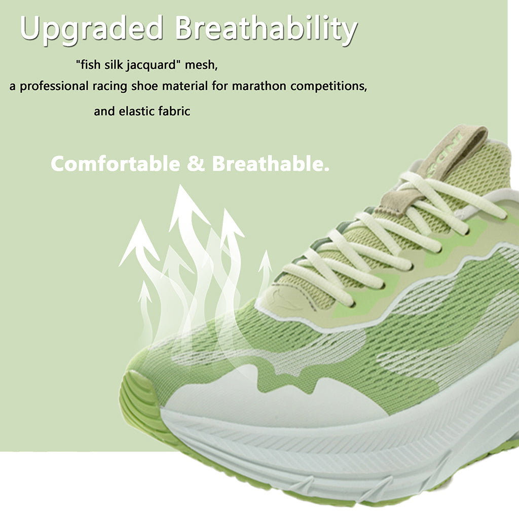 Breathable Lightweight Running Sneakers, Men & Women's Shock Absorbing Athletic Shoe, Green