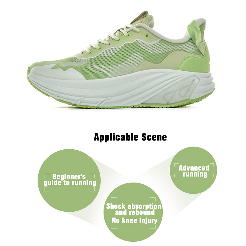 Breathable Lightweight Running Sneakers, Men & Women's Shock Absorbing Athletic Shoe, Green