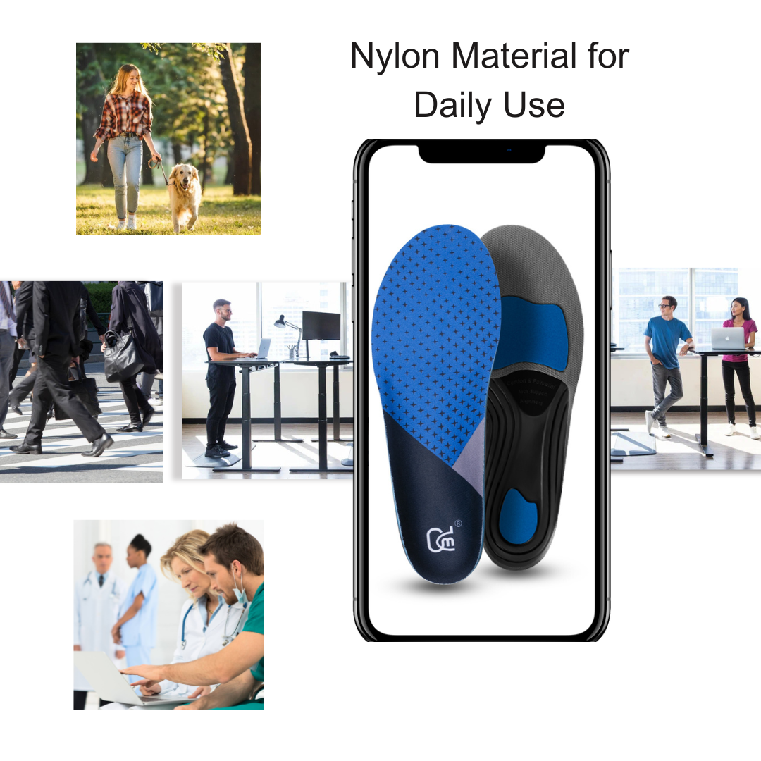 【1 Pairs Blue-Enhanced】Plantar Fasciitis Insoles, High Arch Support Insoles from 240 to 300 lbs, Heavy Duty Orthotic Shoe Inserts Suitable For All Day Standing & Daily Use