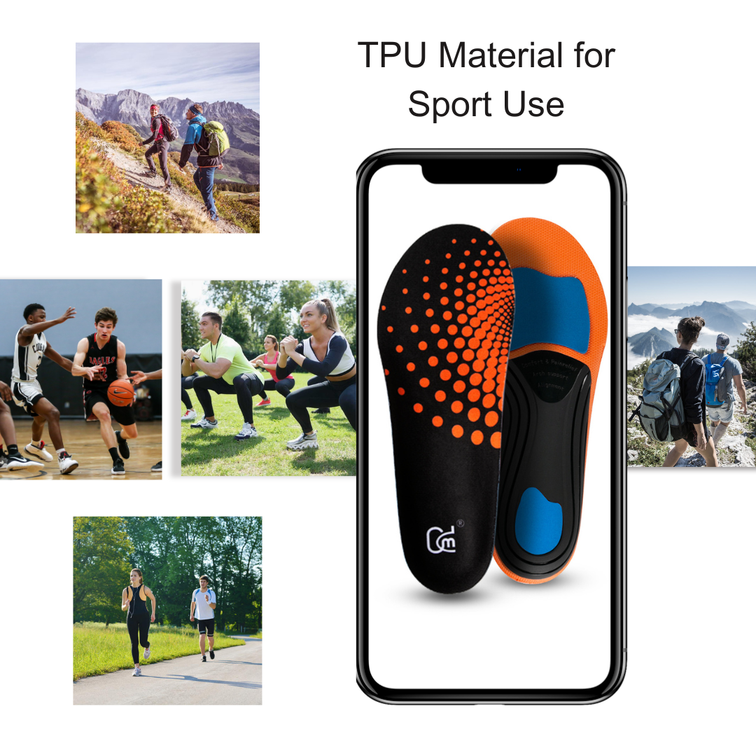 【1 Pairs Orange-Standard】Plantar Fasciitis Insoles, High Arch Support Insoles from 120 to 240 lbs, Heavy Duty Orthotic Shoe Inserts Suitable for Sport Use